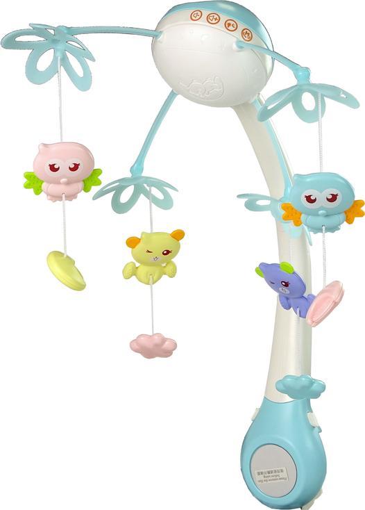 LeanToys Karuzela Do Łóżeczka Projektor Pilot Melodie Odgłosy Zwierząt Niebieski