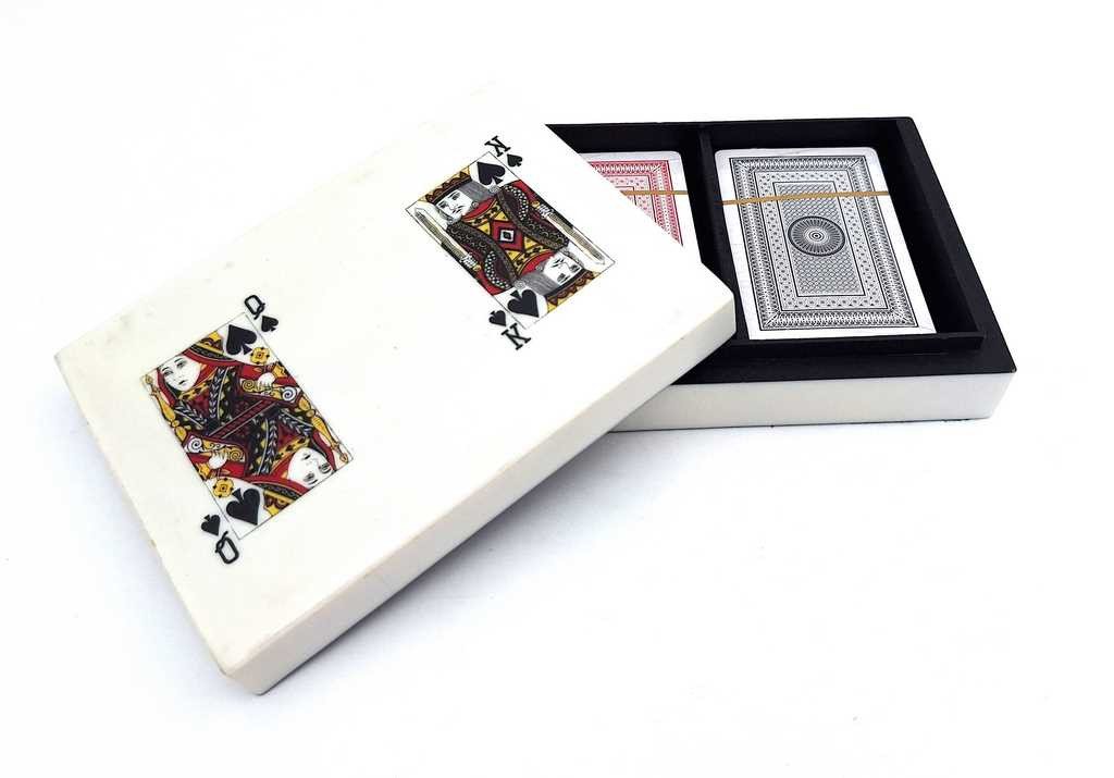 Dwie talie kart w pudełku z żywicy eleganckie prezent G1220A