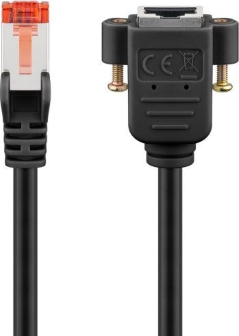 Goobay CAT 6 kabel przedłużającyS/FTP (PiMF), czarny - Długość kabla 0.5 m