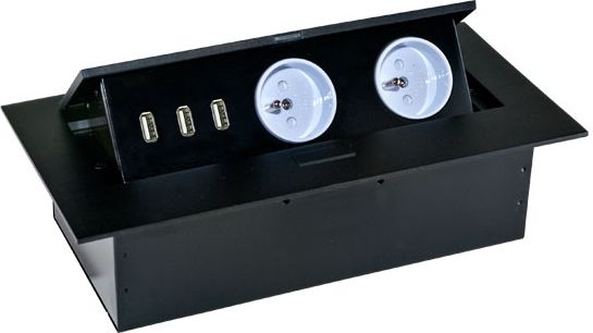 Orno Gniazdo wpuszczane w blat 3xUSB 2x230V AC Czarne (OR-AE-1324/B)