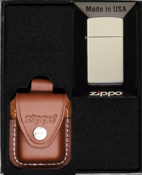 Zestaw ZIPPO Zapalniczka SATIN FINISH SLIM Prezentowy No2