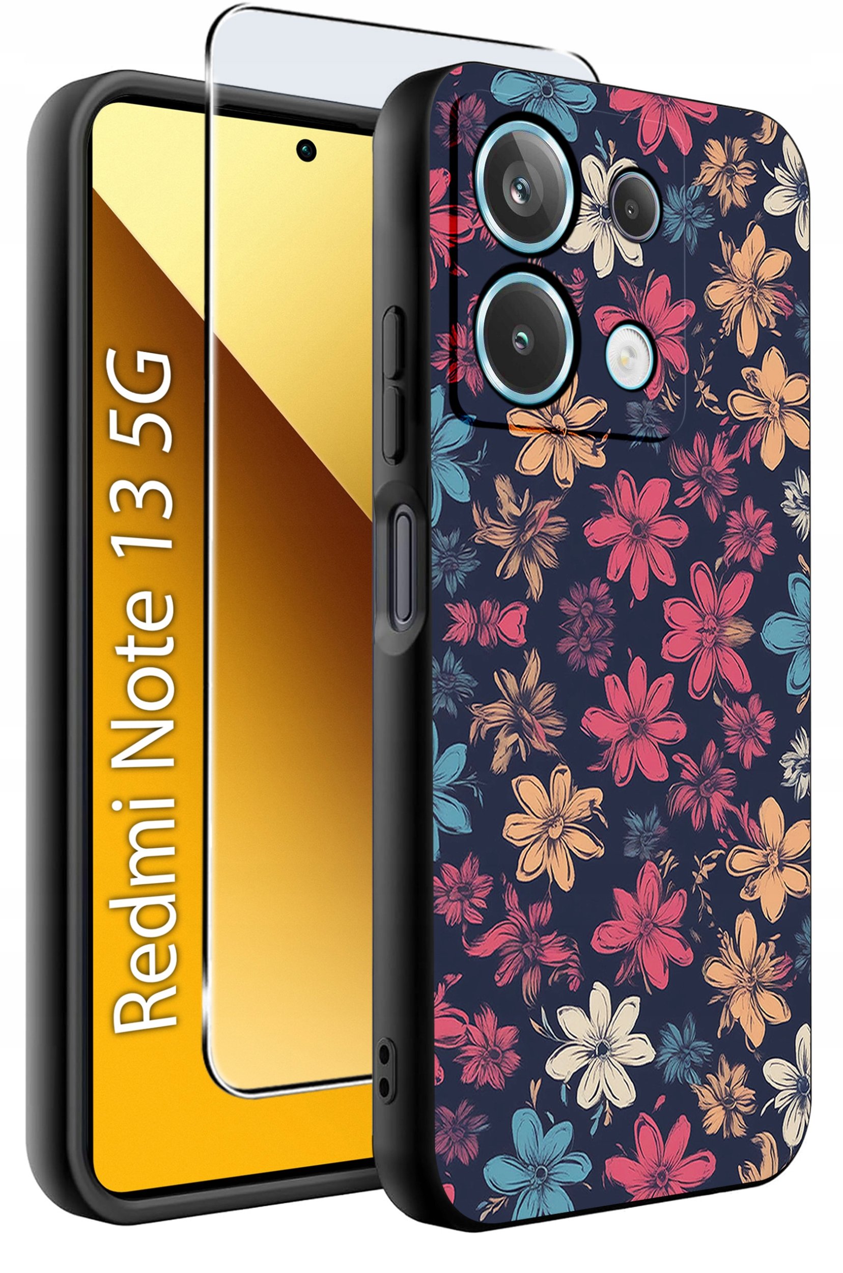 ETUI do Xiaomi Redmi Note 13 5G WZORY |SILIKONOWE MATT CASE +SZKŁO 9H