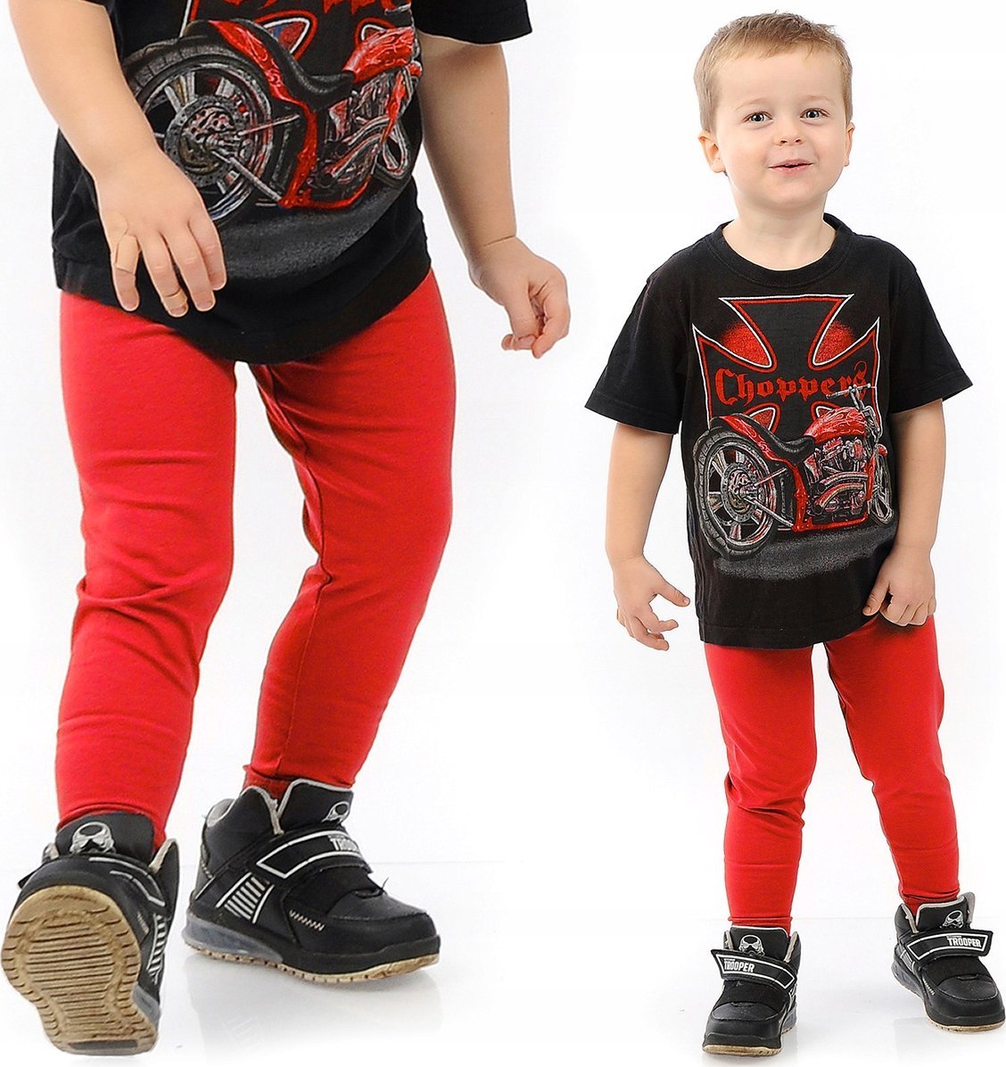 Getry chłopięce Długie legginsy Spodnie Czerwone 140