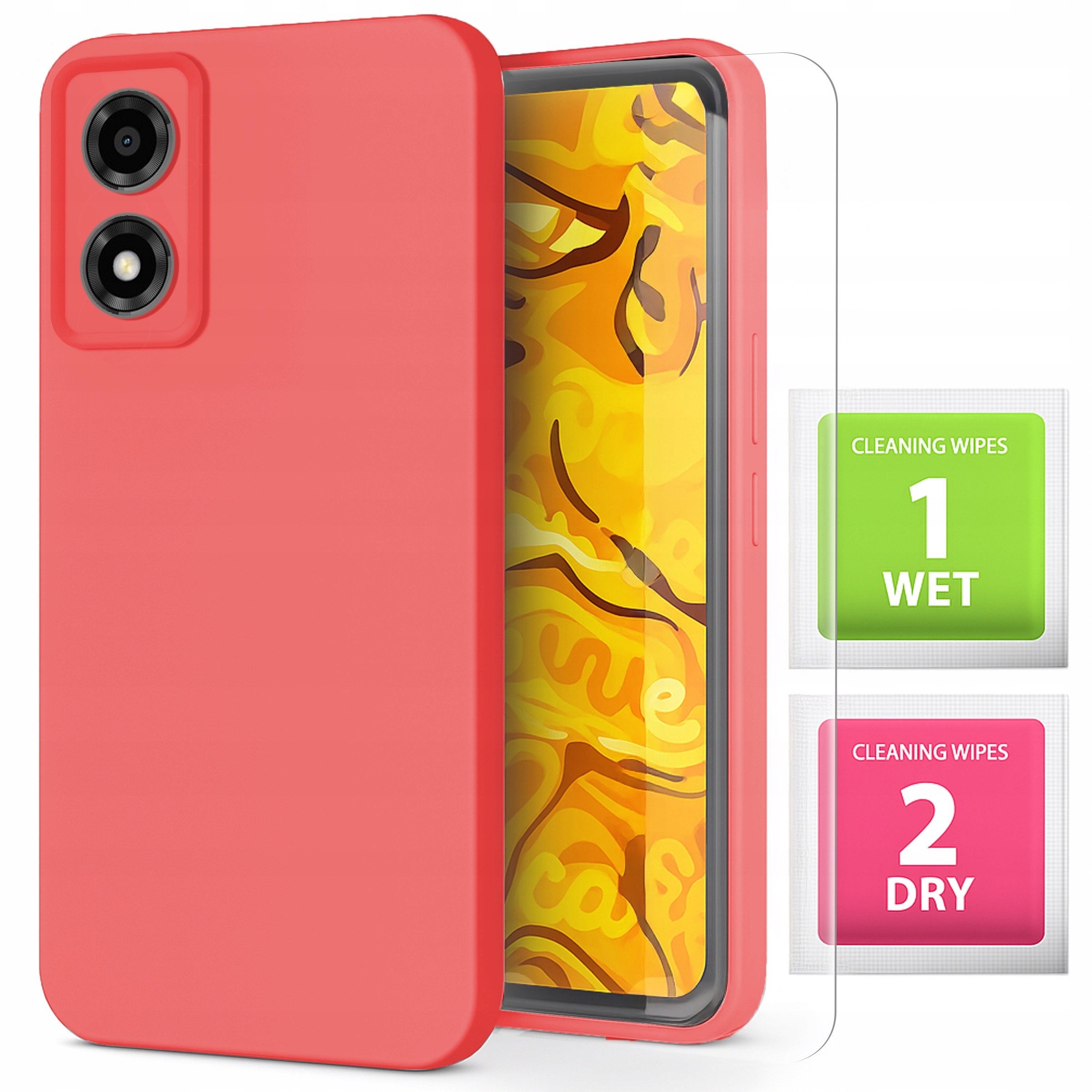 Etui Do Moto E14 / G04 / G24 / G24 Power (Czerwone, Matowe, Plecki) Szkło