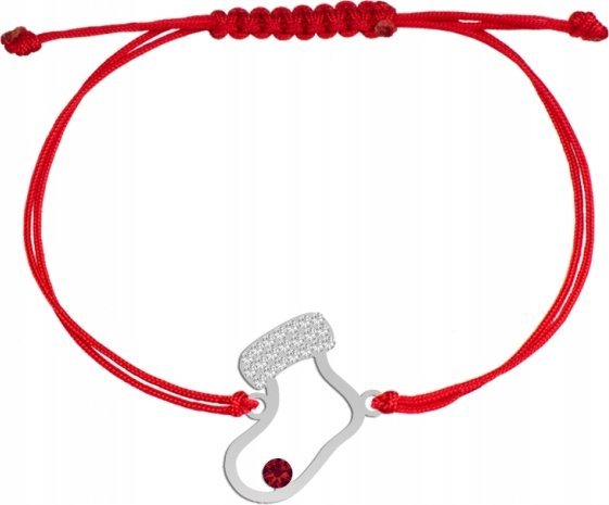 Radziszewska Jewellery Bransoletka Świąteczna Skarpeta srebro 925 na sznurku ŻYCZENIA GRATIS