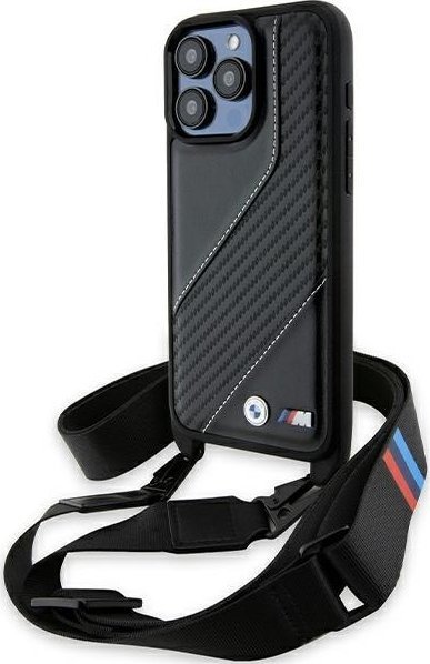 BMW BMHCP15L23PSCCK iPhone 15 Pro 6.1" czarny/black hardcase M Edition Carbon Stripe & Strap