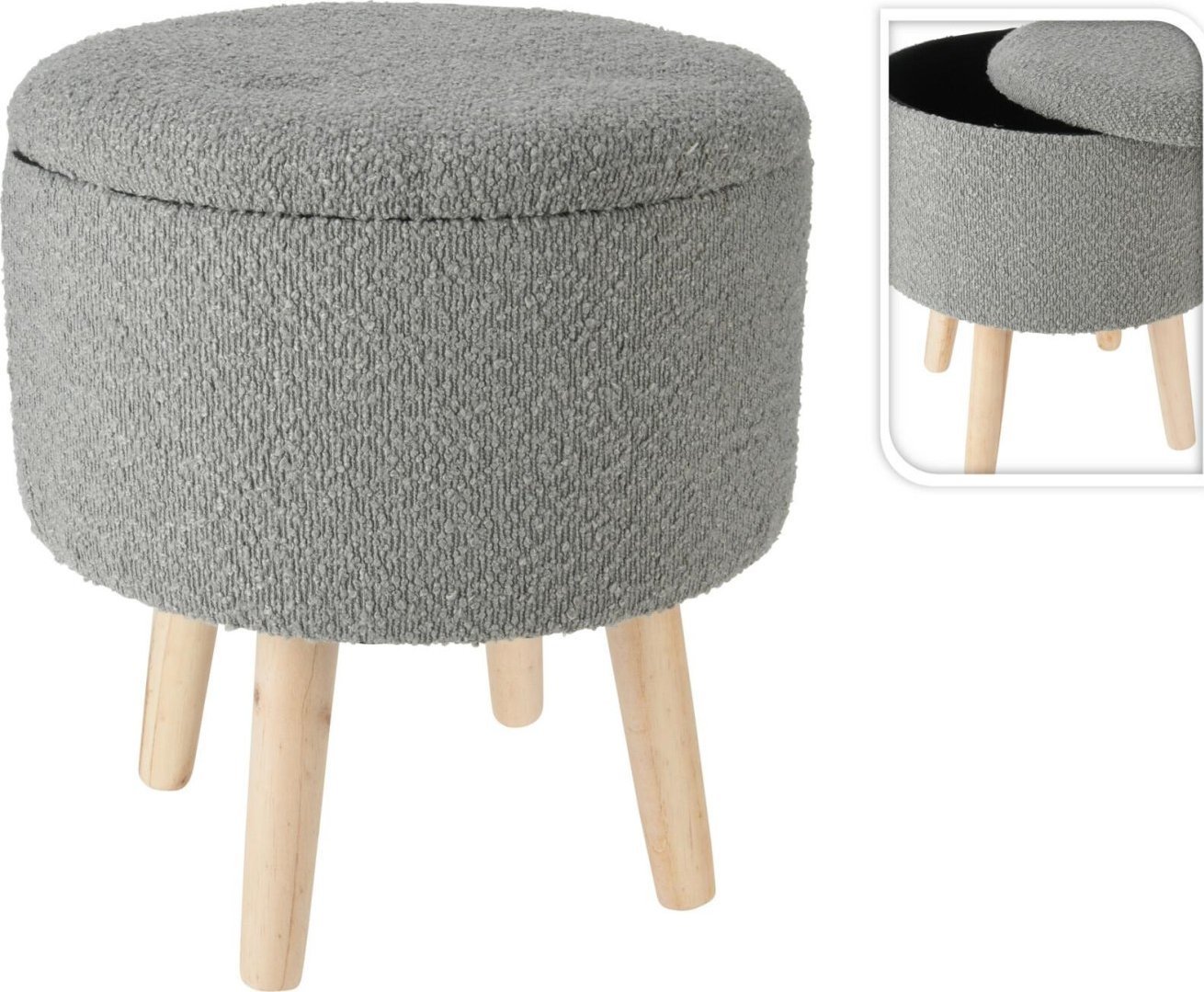 Intesi Stołek Neely L ze schowkiem szary jasny