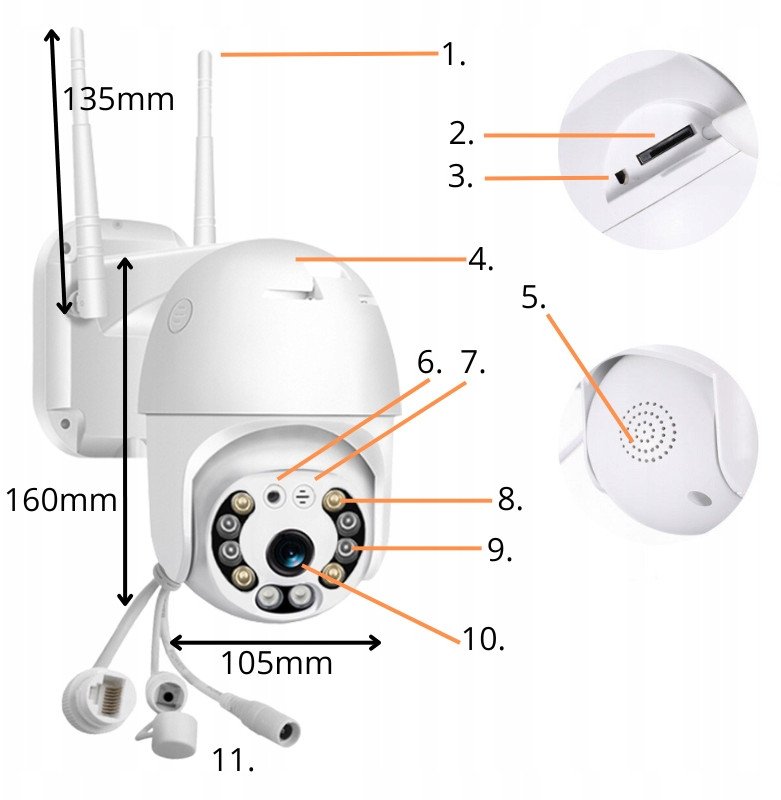Kamera IP wewnętrzna zewnętrzna ARSA GO CZUJNIK RUCHU LAMPKA APLIKACJA 2MPX