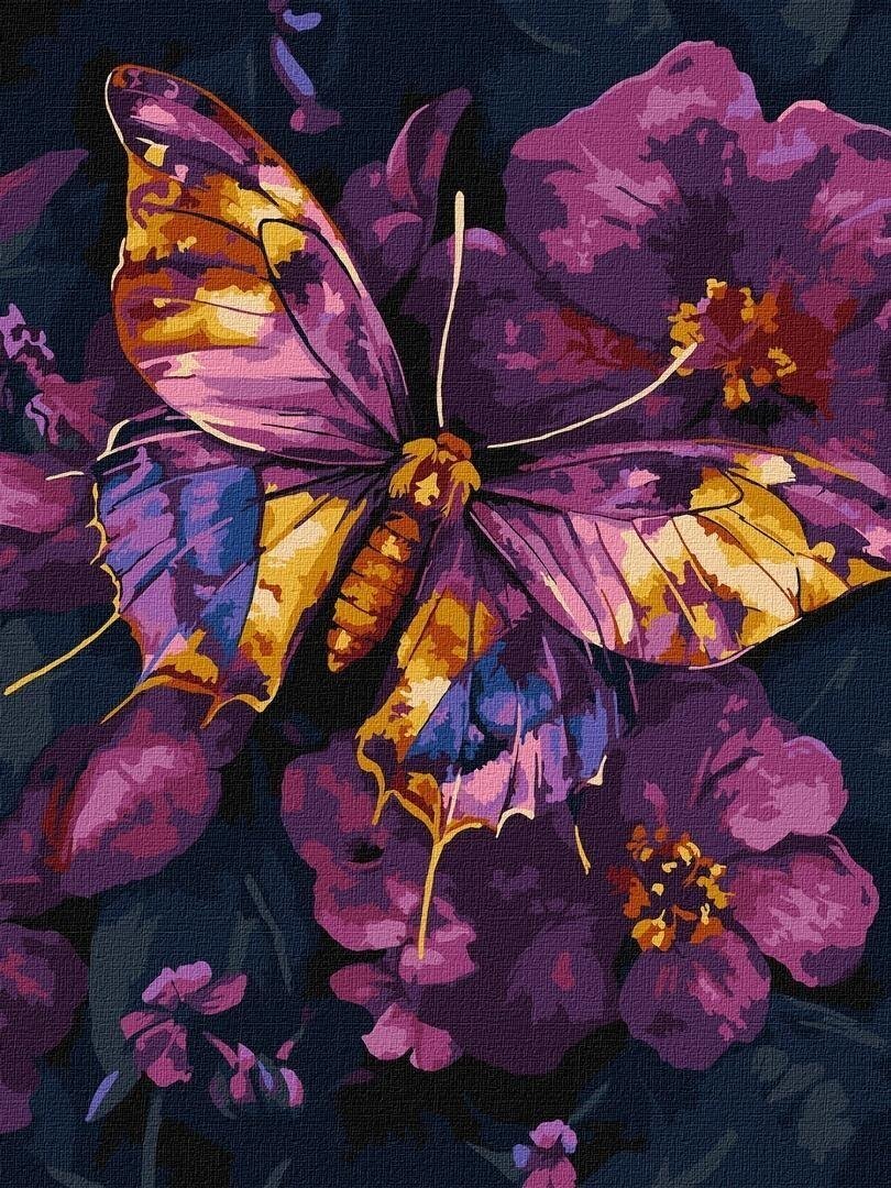 Malowanie po numerach -Złoty Motyl metal 30x40cm