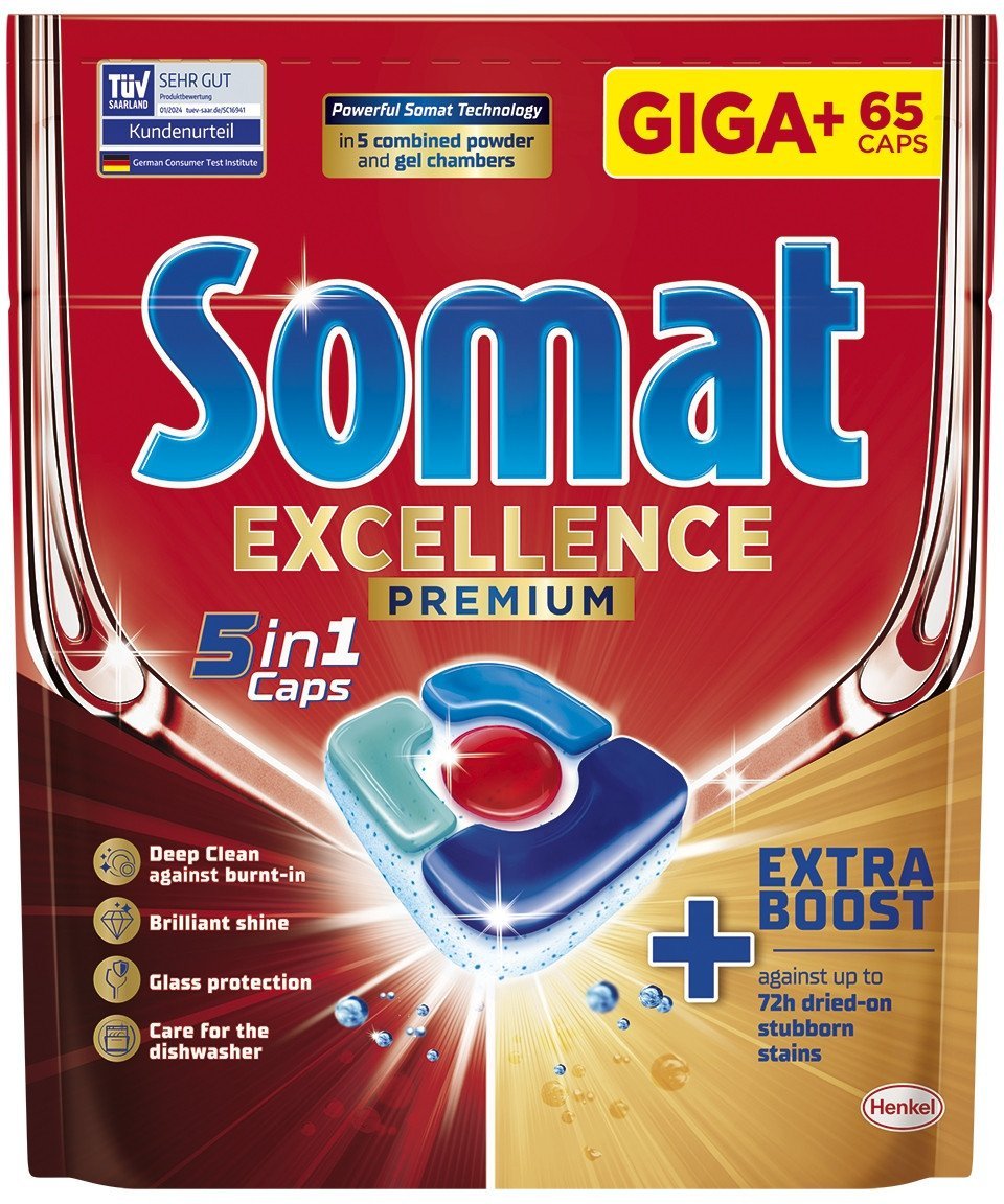 Somat Giga+ Excellence 5w1 Kapsułki do zmywarki, 65 sztuk