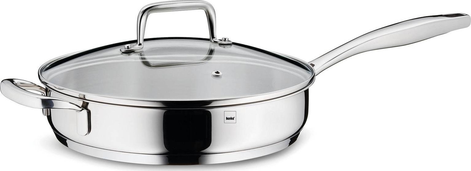 Patelnia Kela Głęboka patelnia z pokrywką stal nierdzewna/szkło śred. 24 x 5,5 cm
