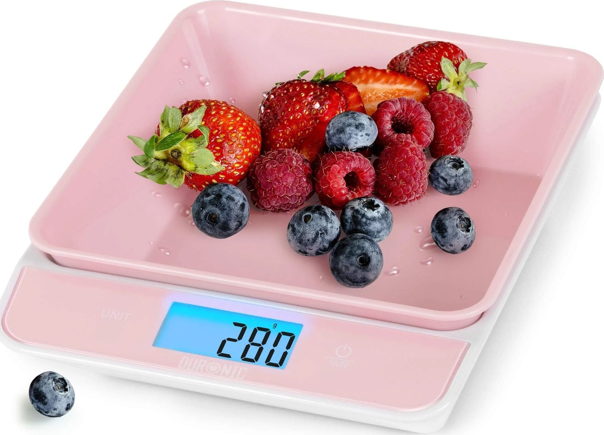 Waga kuchenna Duronic Duronic KS100 PK Elektroniczna waga kuchenna do 5kg różowa cyfrowy wyświetlacz waga z ukrytą misą.