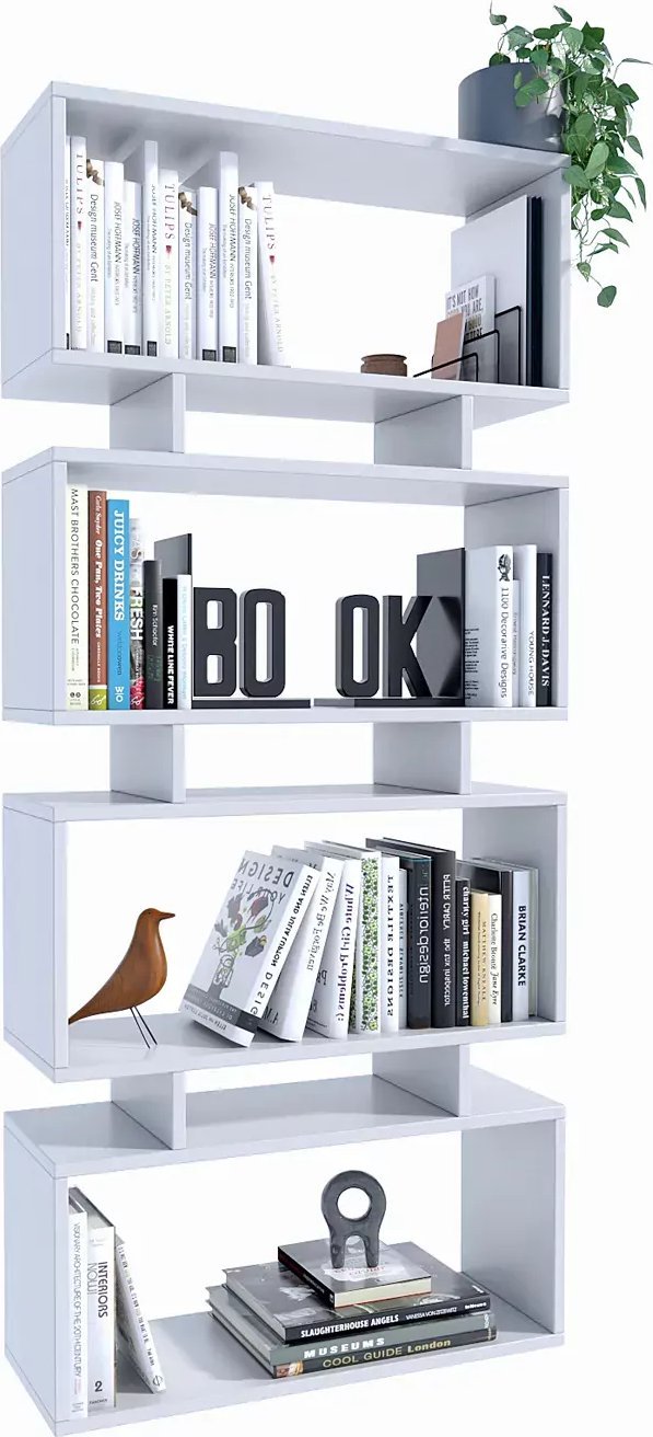 Elior Biały ażurowy regał do salonu, biura - Falun