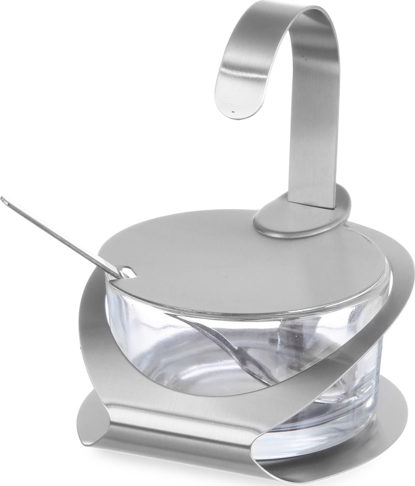 Hendi Cukiernica ze szkła i stali nierdzewnej z łyżeczką śr. 130mm wys. 90mm - Hendi 465370 Cukiernica ze szkła i stali nierdzewnej z łyżeczką śr. 130