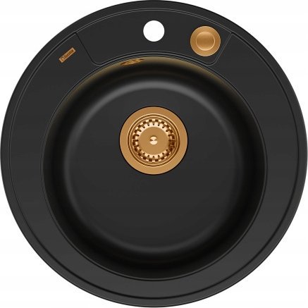 Zlewozmywak GraniteQ MORGAN 210 GraniteQ zlewozmywak pure carbon z syfonem Push To Open kol. miedziany okrągły 1-komorowy b/o + zaczepy 3 szt