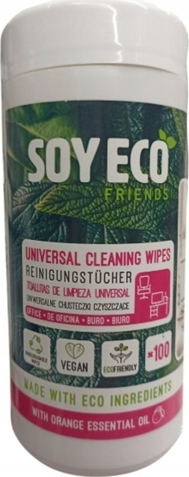 Ściereczki do czyszczenia biura SOYECO Eco* wilgotne duża tuba 100 szt.