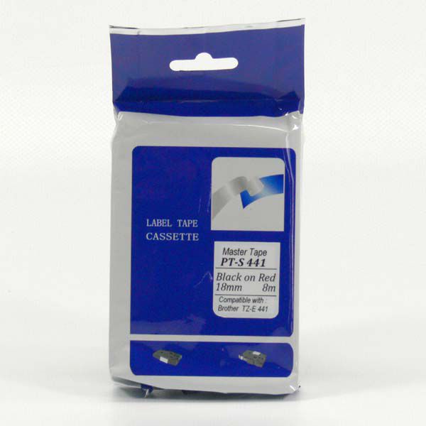 Taśma PT-S441 do Brother, czarny druk/czerwony podkład, nielaminowany, 8m, 18mm