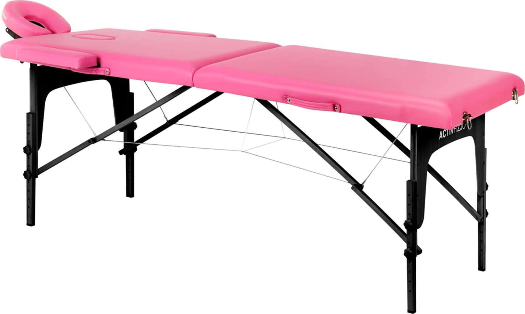 Activeshop Stół składany do masażu drewniany Komfort Activ Fizjo 2 segmentowe róż czarne drewno
