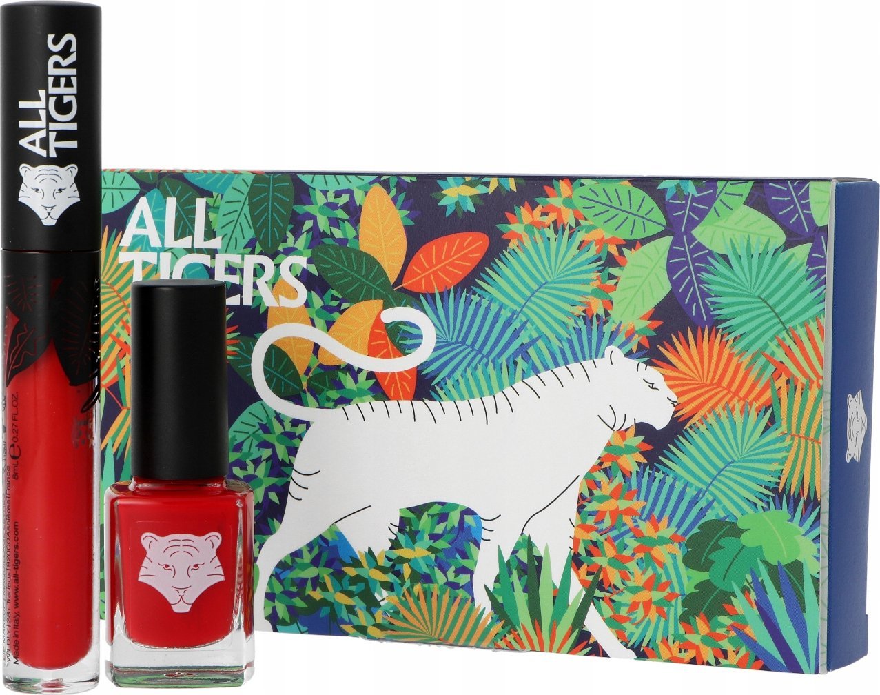 All Tigers Set All Tigers: Natural & Vegan, Liquid Lipstick, 888, Call Me Queen, 8 ml + Natural & Vegan, Vegan, Nail Polish, 298, Hit It Big, 11 ml Un