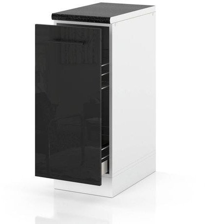 Szafka Kuchenna Stojąca Z Blatem Szafka Cargo 30cm Spremium Czarny Połysk
