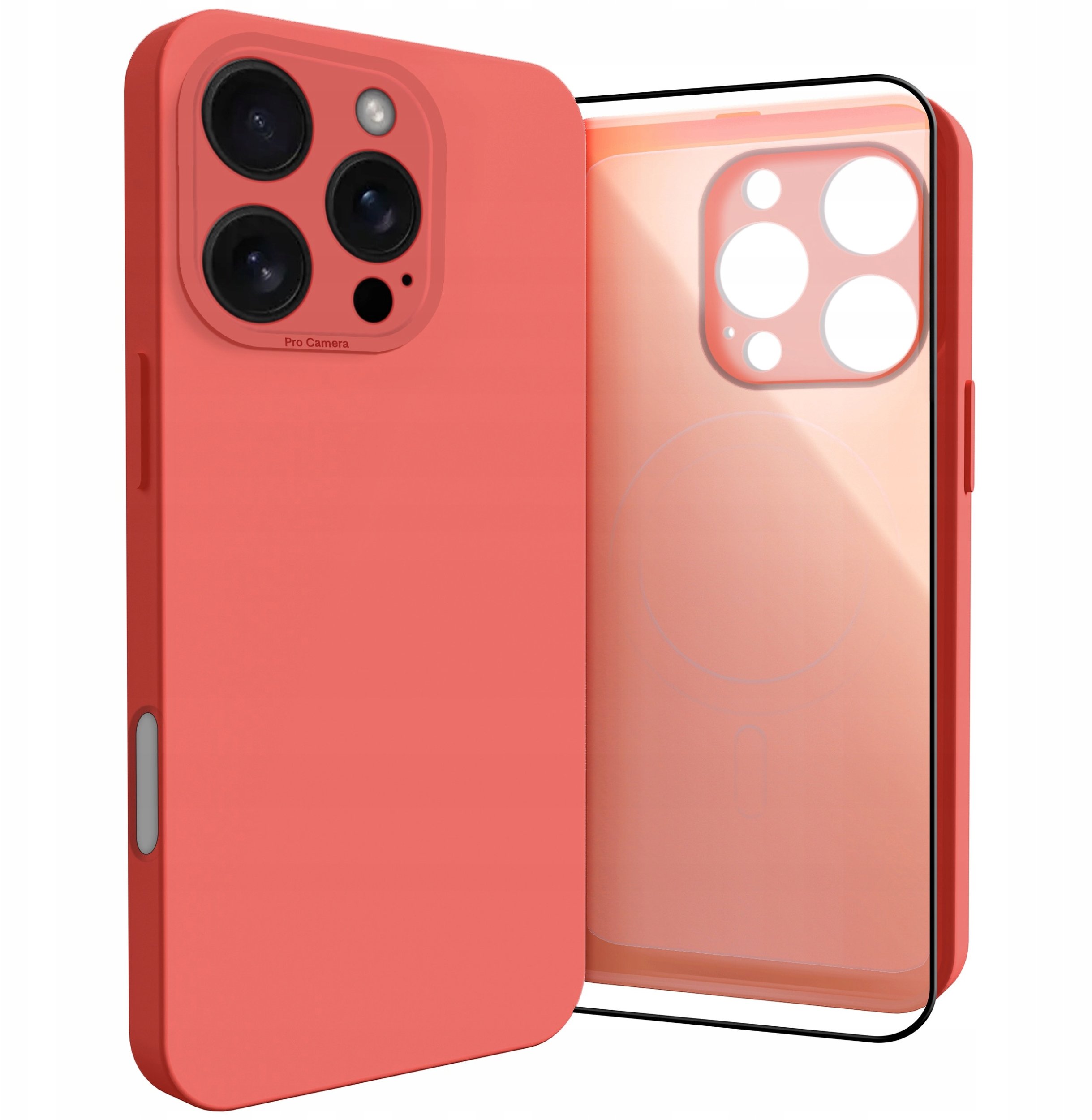 Etui do iPhone 16 Pro Max (Do Magsafe, Osłona Kamery, Czerwone) Szkło 9H