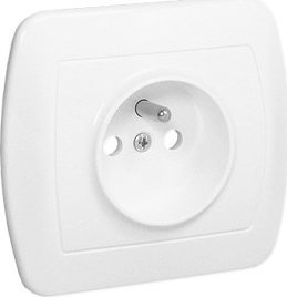 Kontakt-Simon Gniazdo z uziemnieniem pojedyncze z przesłonami AGZ1ZE/11 Akord biały