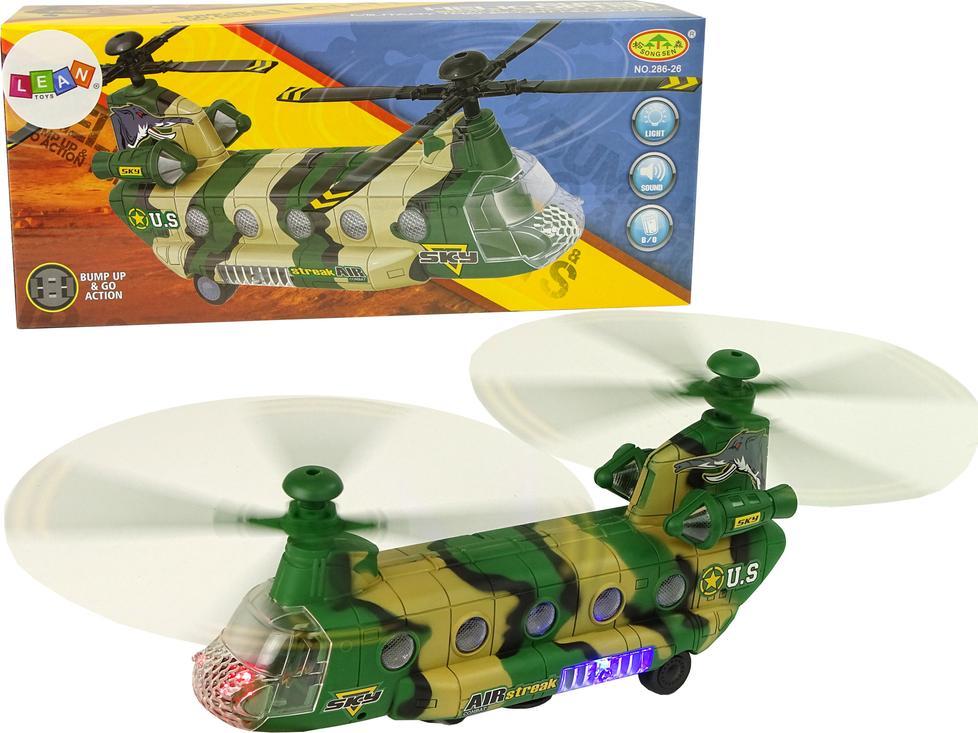 LeanToys Helikopter Wojskowy Ogromne Skrzydła Światła Dźwięk Moro
