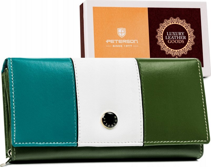 Peterson Duży portfel damski ze skóry naturalnej zamykany na zatrzask Peterson NoSize