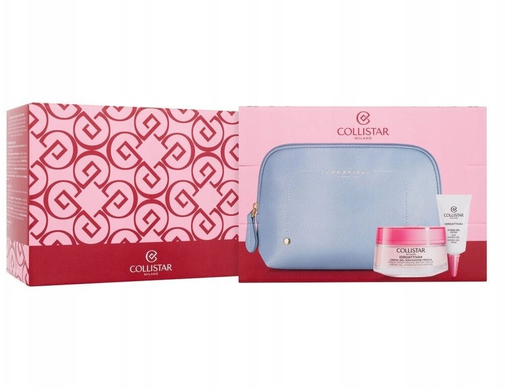 Veido priežiūros rinkinys Collistar Idro Attiva: drėkinamasis gelis-kremas, 50 ml + paakių gelis, 5 ml + kosmetinė