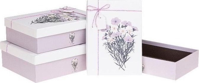 Pudełko prezentowe z kokardą 3szt kwiaty ROZETTE