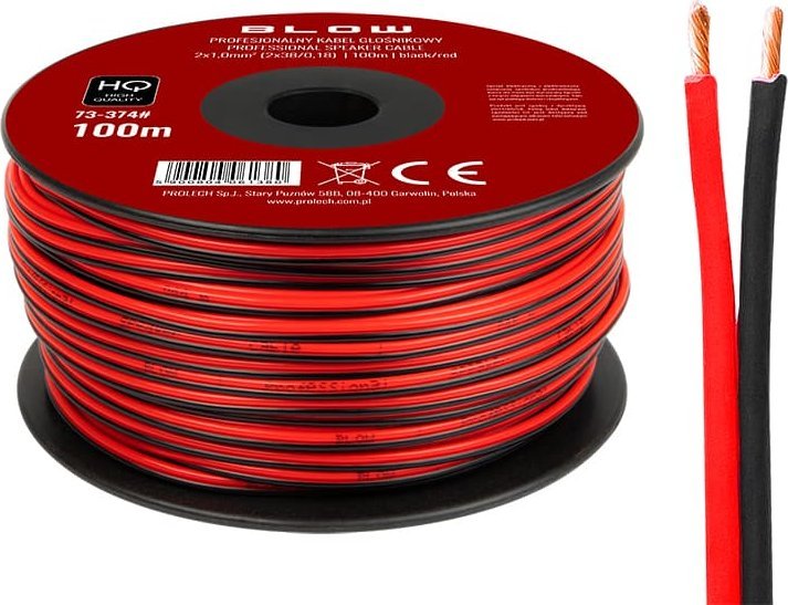 Kabel Blow 73-374# Przew.głośn.2x1,00mm czarno-czerwony