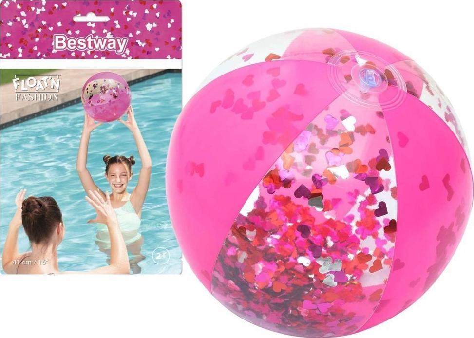 Bestway Piłka Plażowa Z Brokatem Rózowa 41cm Bestway 31050