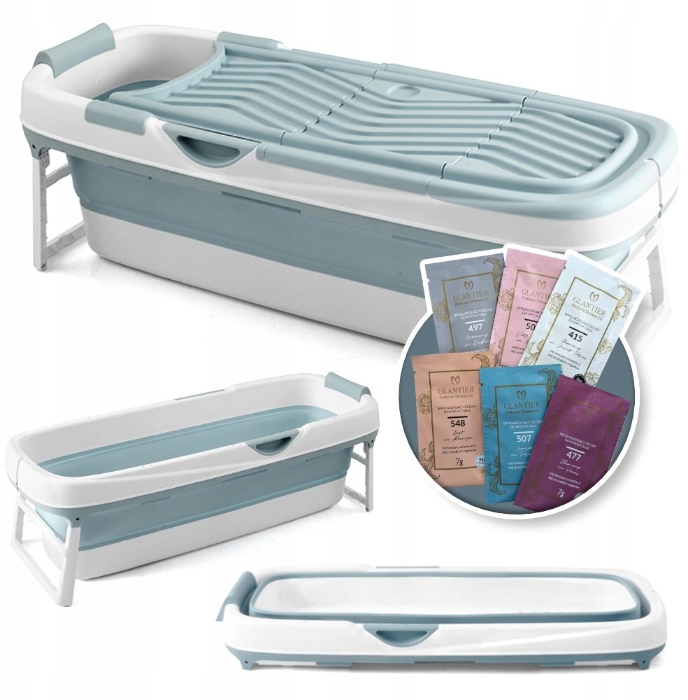 GoMedia Wanna Składana Silikonowa Niebieska Przenośna Kąpiel Domowe SPA 152cm