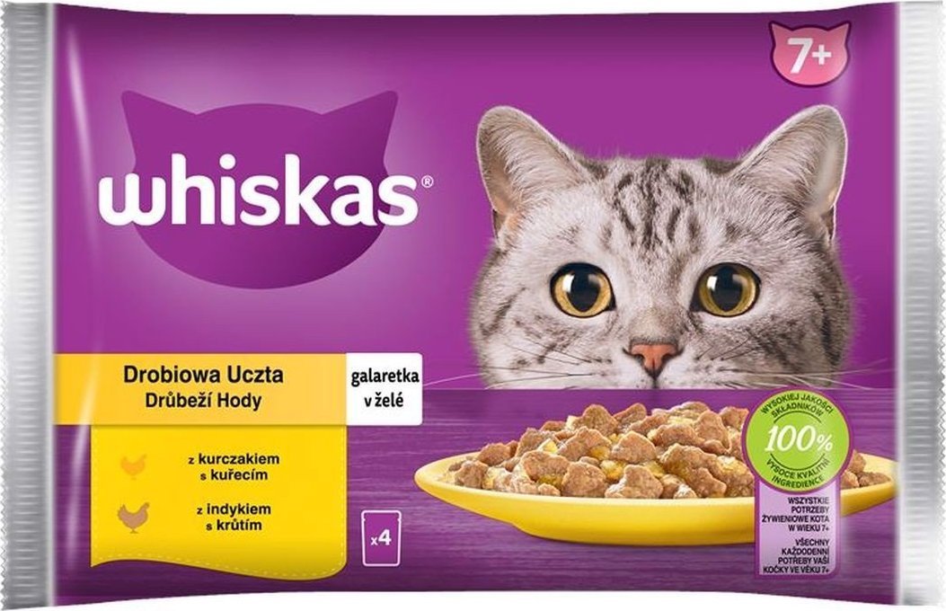 Whiskas Whiskas Karma mokra dla kota drób w galaretce 85 g x 4 sztuki