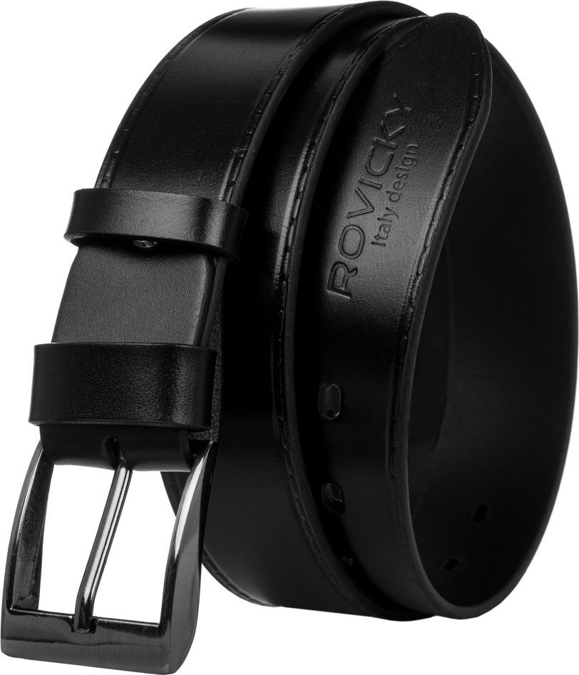 Rovicky Szeroki, stebnowany pasek męski ze skóry naturalnej licowej Rovicky 90 cm