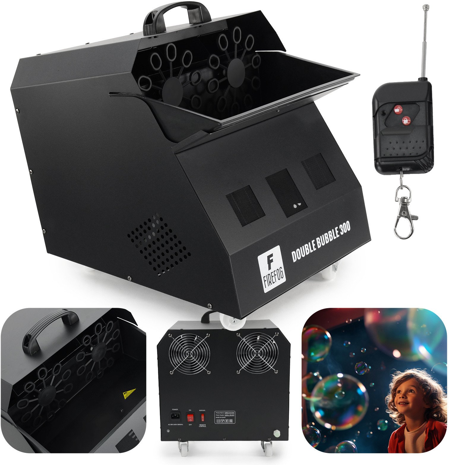 Podwójna wytwornica baniek z pilotem 300W Firefog one size