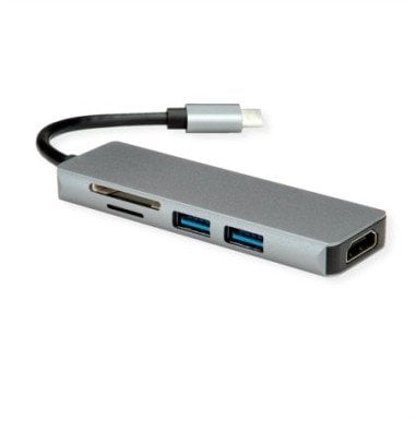 Stacja dokująca ROLINE USB typu C, HDMI 4K30, 2x USB 3.2 Gen 1, czytnik kart SD/MicroSD