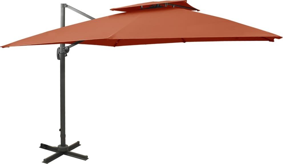 vidaXL Parasol wiszący z podwójną czaszą, 300x300 cm, terakotowy