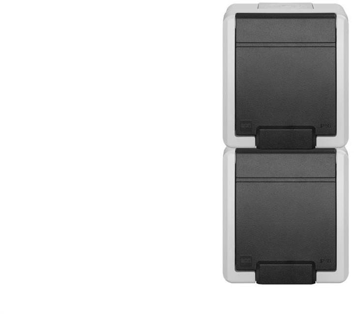 AQUANT 2K gniazdo natynkowe podwójne z uziemieniem 2x2P+Z pion IP55 szary 5052-10