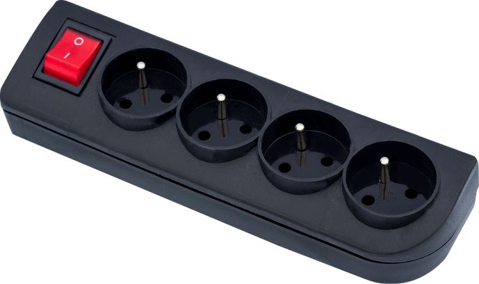 Elgotech Rozgałęźnik do przedłużacza z wyłącznikiem 4-gniazda z/u czarny GN-40W-2