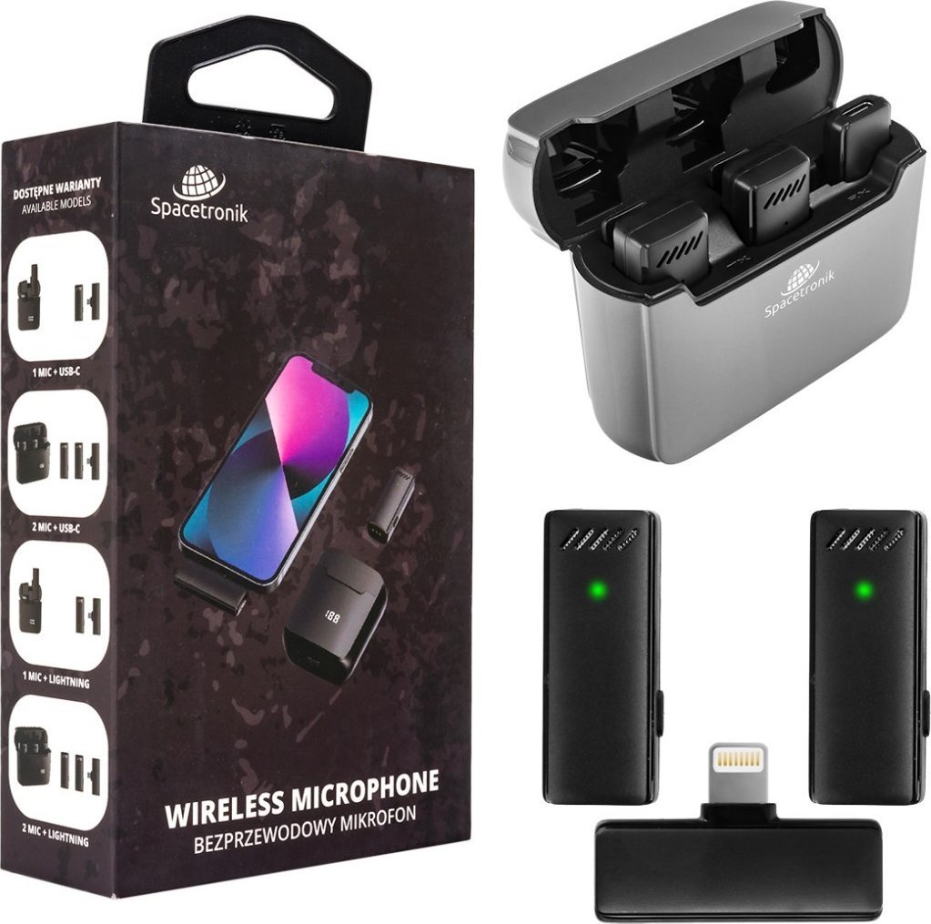 Mikrofony do telefonu 2x Bezprzewodowy mikrofon Lightning IOS Spacetronik