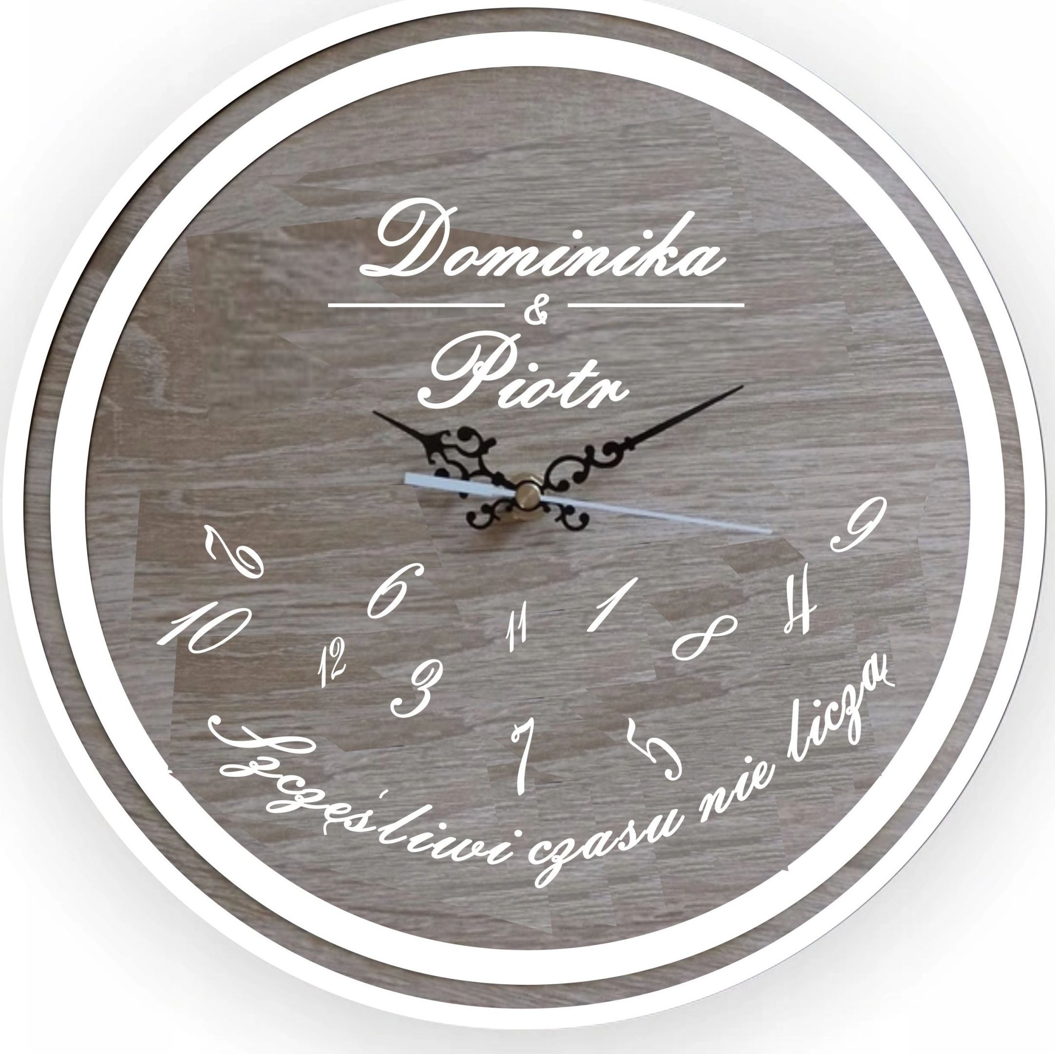 naSciane Zegar prezent ślub pamiątka rocznica grawer dąb