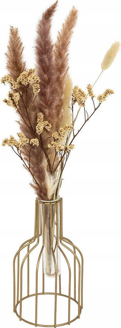 Wazon na stelażu z suszonymi roślinami, wys. 40 cm
