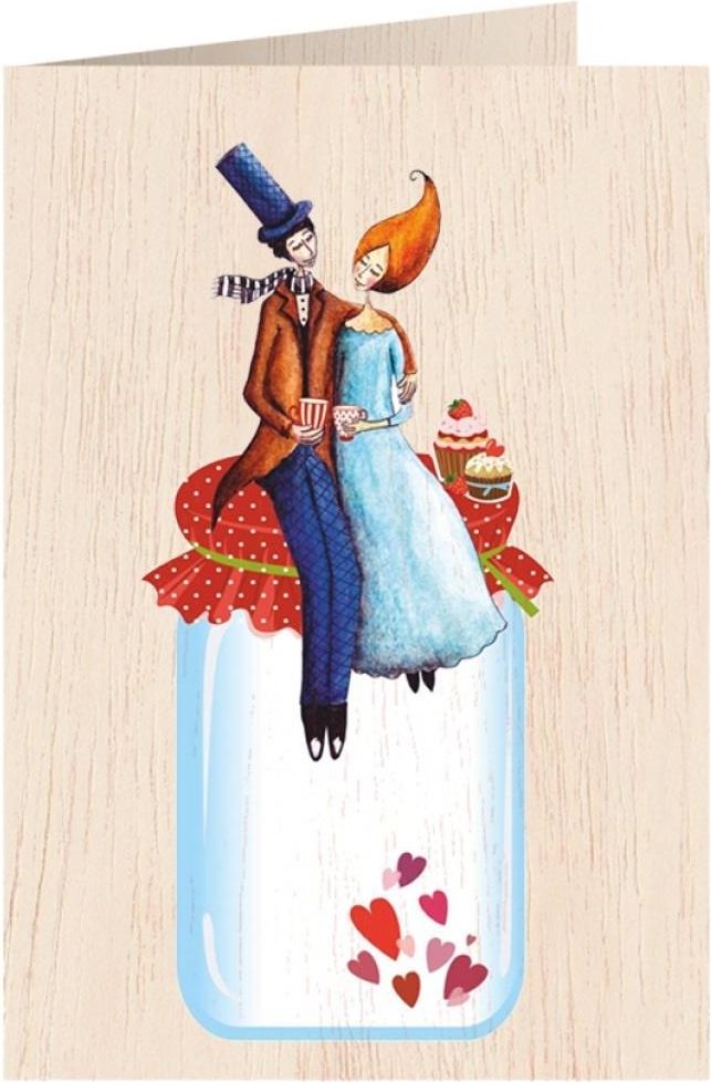 Cozywood Karnet drewniany C6 + koperta Ślub słoik