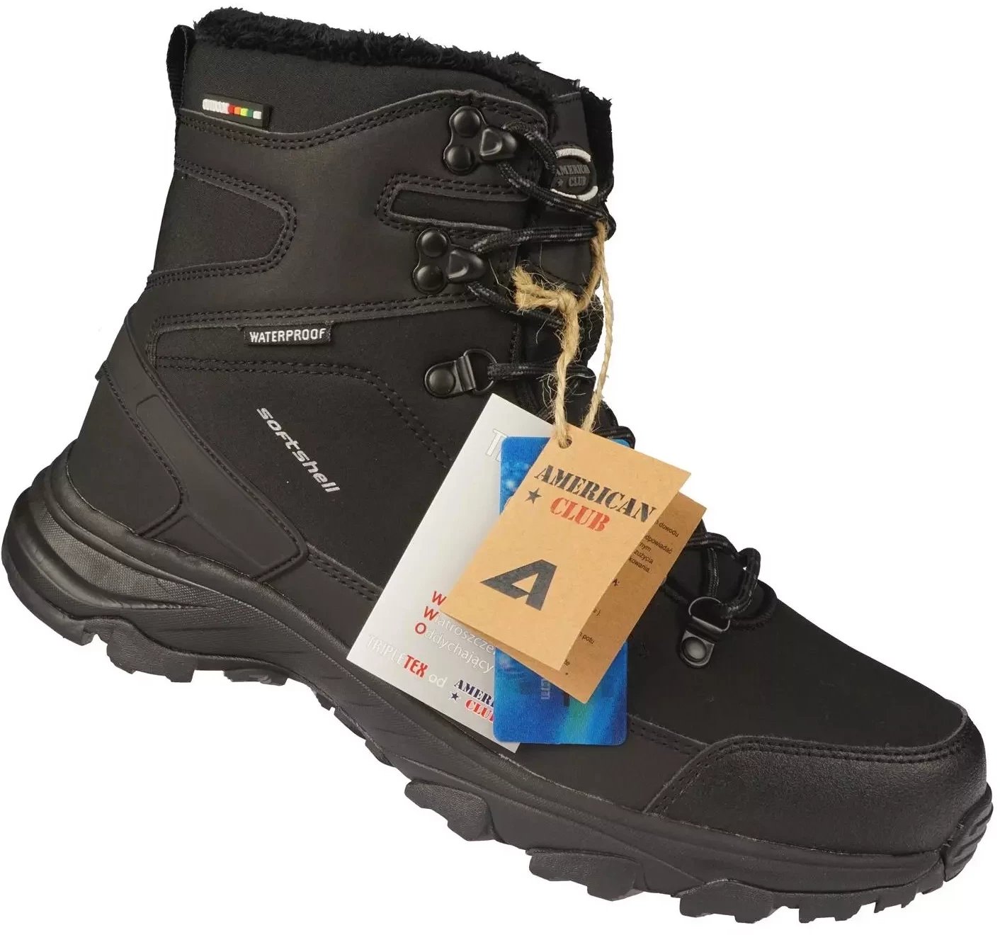 Zimowe buty męskie śniegowce męskie American Club MHL148/24BL czarne 45