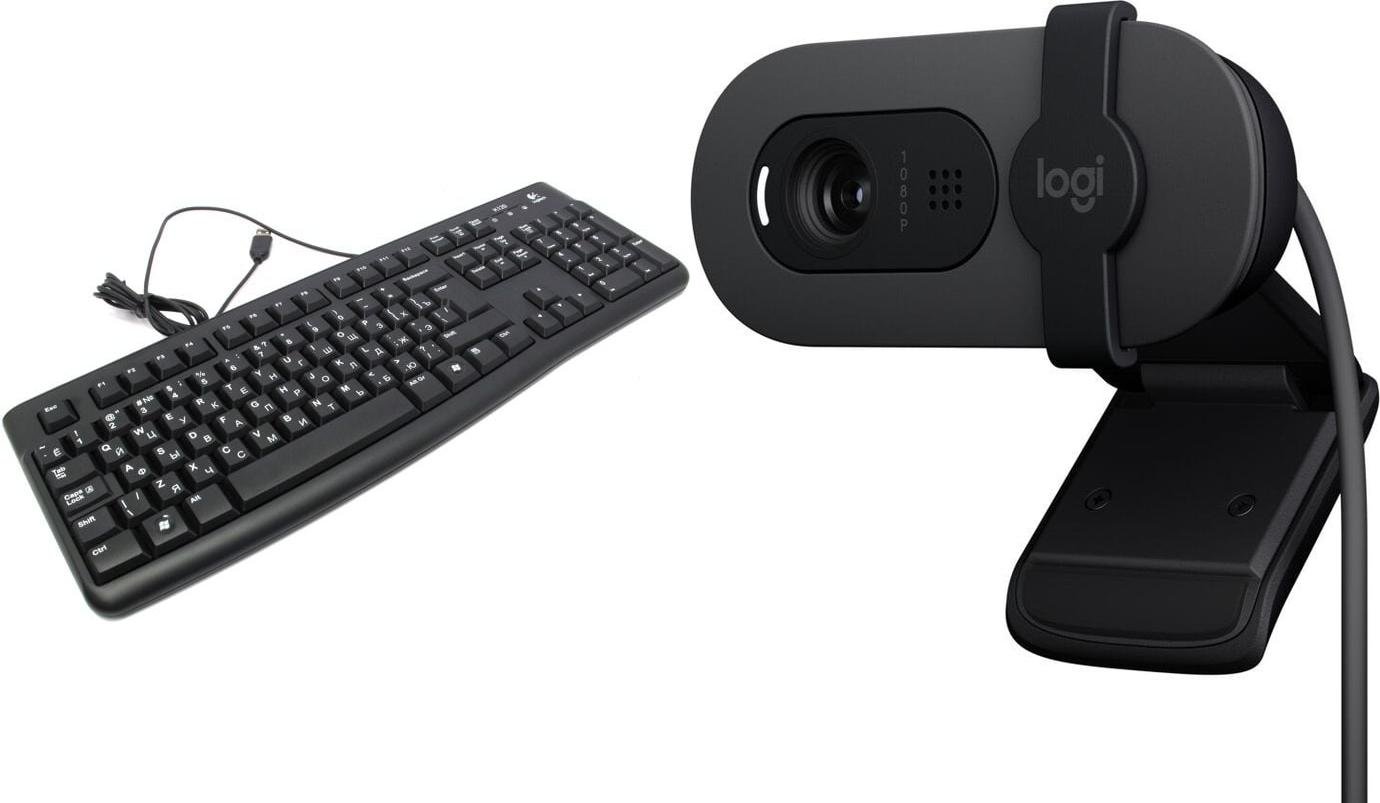 Klawiatura Logitech K120 (920-002522) + Brio 100 (960-001585)