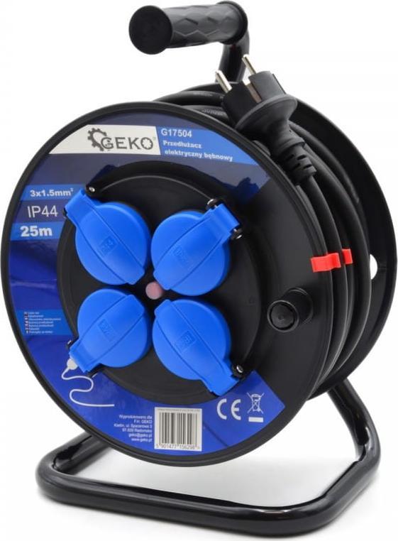 Geko PRZEDŁUŻACZ ELEKTRYCZNY BĘBNOWY 3X1.5MM2 25M IP44 (1) G17504 GEKO