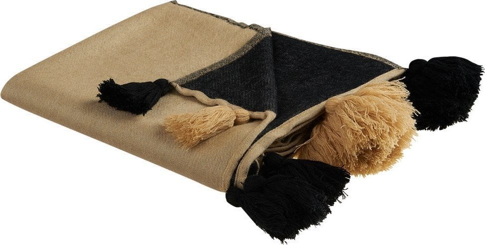 Beliani Koc 130 x 170 cm beżowy z czarnym THUMKI!