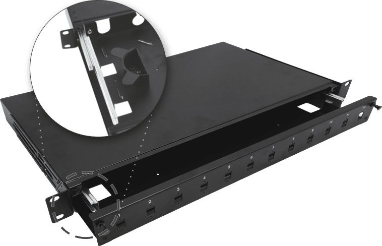 Alantec Przełącznica światłowodowa teleskopowa 12xSC simplex / 12xLC duplex 19" 1U z akcesoriami montażowymi (dławiki, opaski) (FOP-1U-12SCS-C-P)