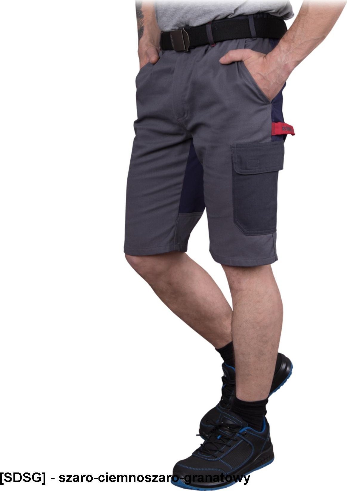 R.E.I.S. BOMER-TS - krótkie spodnie ochronne, idealne na upalne dni, 7 kieszeni, uchwyt na młotek, 100 % bawełna, 260-270 g/m 2XL